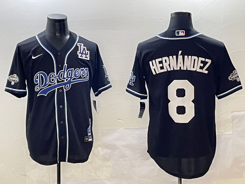 Men Los Angeles Dodgers 8 Hernandez Black Fashion Game 2025 Nike MLB Jersey style 30614
